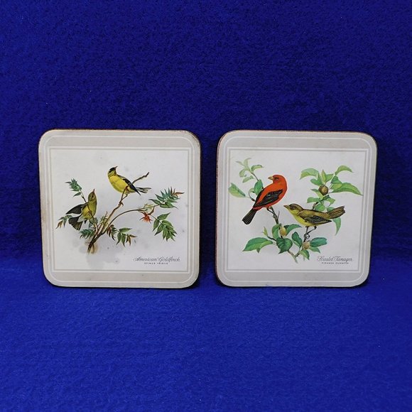 Set of 6 Pimpernel Coasters North American Song Birds England Cork Back - Picture 4 of 7